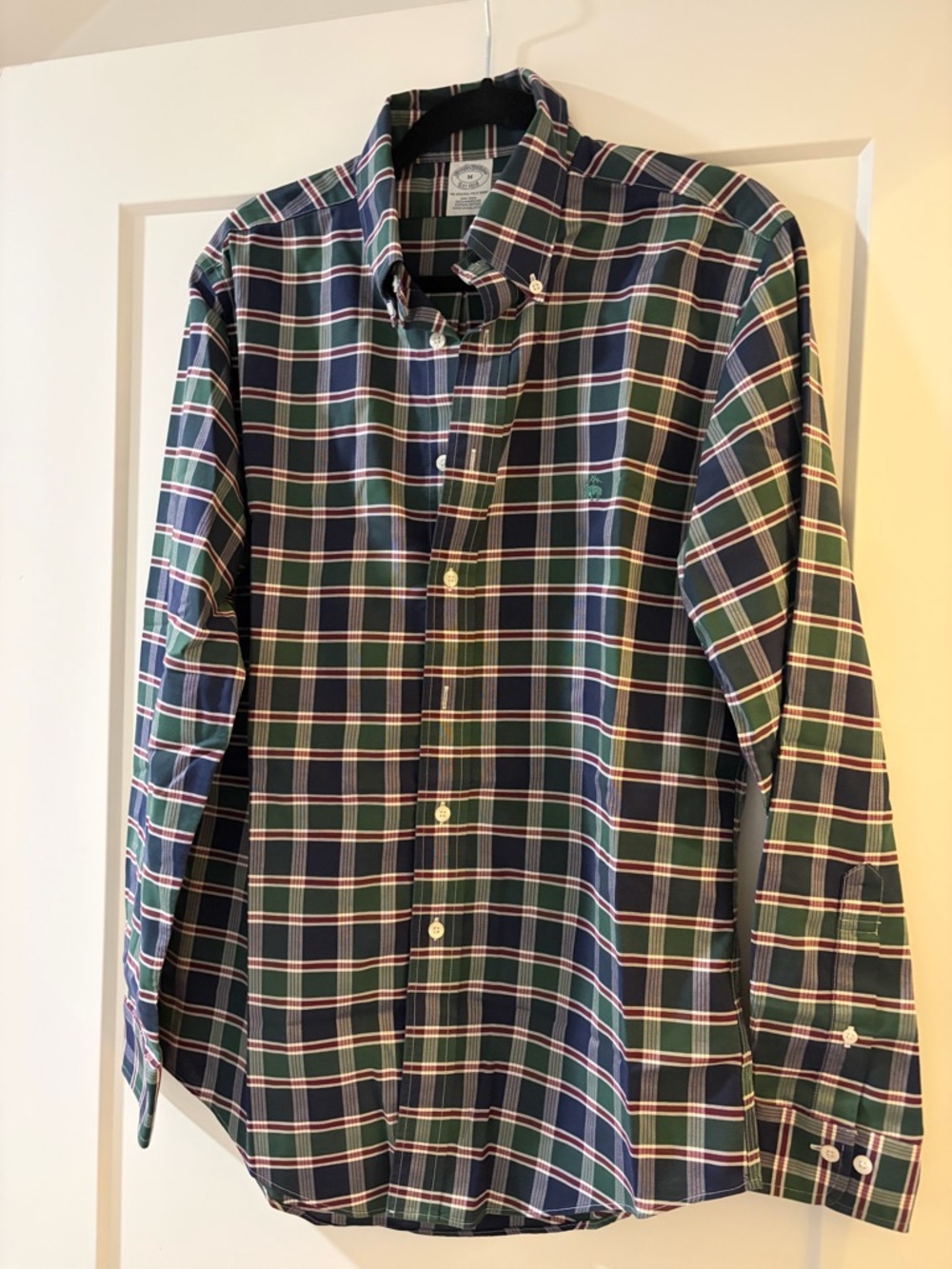 Brooks Brothers Navy & Green Plaid Button-Down Shirt